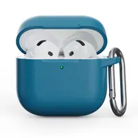 AirPods 4th Gen - Custodia in silicone - Protezione robusta con moschettone, Lake Blue (blu) – Bild 1