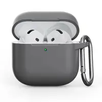 AirPods 4th Gen - Silicone case - Robust protection with carabiner, Advanced Ash (gray) – Bild 1