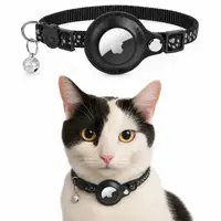 AirTag Cat Collar - RPD Reflective Nylon Collar with Safety Buckle and Bell, Black – Bild 1