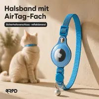 AirTag Cat Collar - RPD Reflective Nylon Collar with Safety Buckle and Bell, Blue – Bild 4