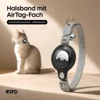 AirTag Cat Collar - RPD Reflective Nylon Collar with Safety Buckle and Bell, Gray – Bild 4