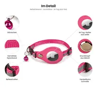 AirTag Cat Collar - RPD Reflective Nylon Collar with Safety Buckle and Bell, Rose Red – Bild 7