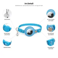 AirTag Cat Collar - RPD Reflective Nylon Collar with Safety Buckle and Bell, Sky Blue – Bild 7