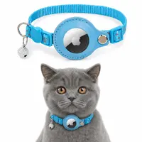 AirTag Cat Collar - RPD Reflective Nylon Collar with Safety Buckle and Bell, Sky Blue – Bild 1