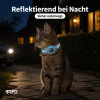 AirTag Katzenhalsband - RPD Reflektierendes Nylon-Halsband mit Sicherheitsverschluss und Glöckchen, Blau – Bild 5
