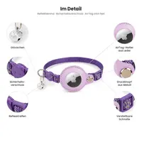 AirTag Katzenhalsband - RPD Reflektierendes Nylon-Halsband mit Sicherheitsverschluss und Glöckchen, Violett – Bild 7