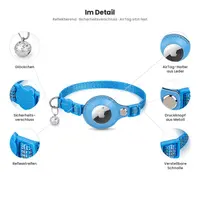 AirTag Katzenhalsband - RPD Reflektierendes Nylon-Halsband mit Sicherheitsverschluss und Glöckchen, Blau – Bild 7
