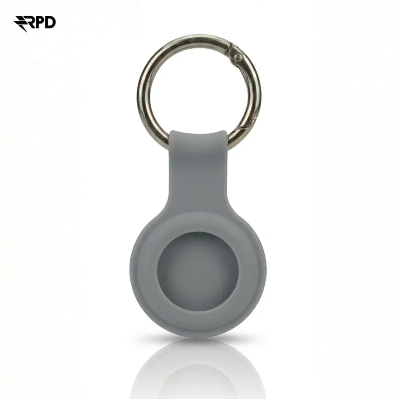 AirTag key fob - RPD silicone case with metal ring, gray