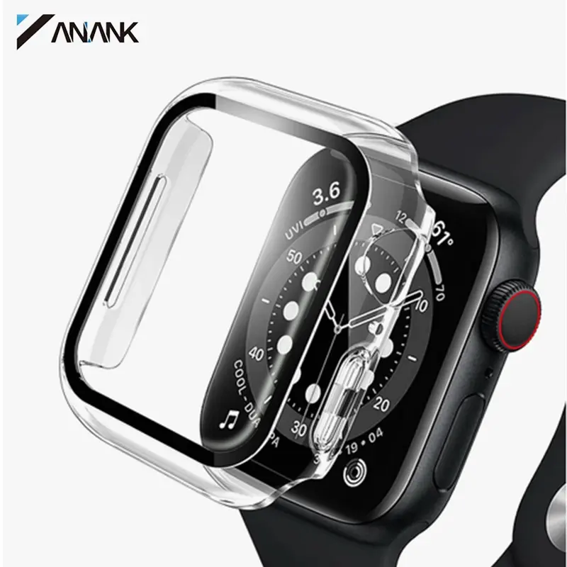 ANANK Apple Watch 44mm - Tempered Glass / Panzerglas mit Bumper Case, Transparent
