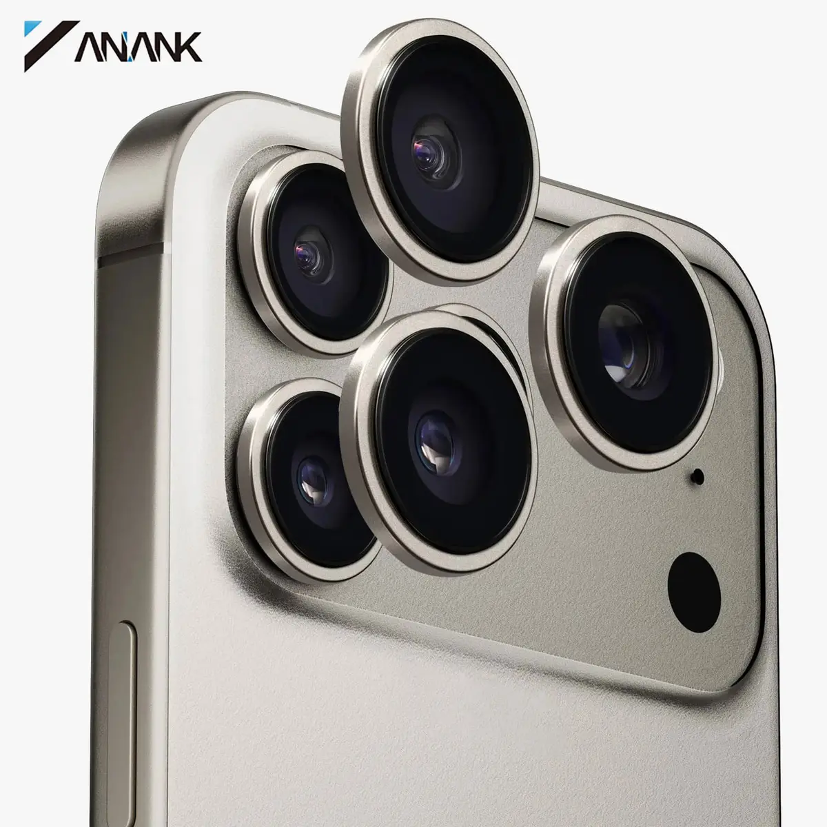 ANANK iPhone 17 Pro / 17 Pro Max - Verre blindé pour caméra arrière - 99AR+ verre Corning, protection double lentille,Gris