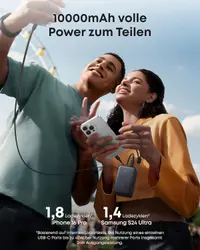 Anker - Nano Powerbank mit integriertem Kabel, 45W, 10000mAh, USB-C, schwarz – Bild 3