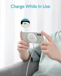 Anker - PowerWave Select Magnetic Pad - 7.5W Qi Wireless Charger, Weiss – Bild 3