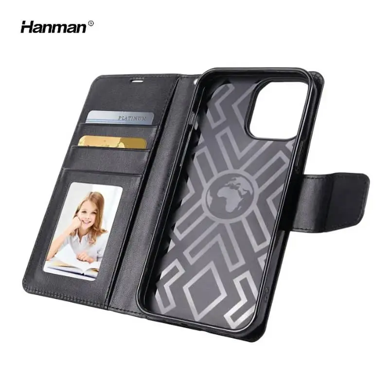 Apple iPhone 6 Plus / 6S Plus - Hanman Mill Flip Case with 3 card slots, black