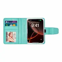 Apple iPhone Duo - Custodia Hanman Mill con 3 scomparti per carte, turchese – Bild 2