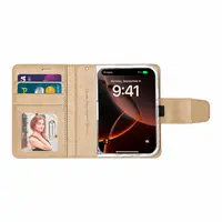Apple iPhone Duo - Hanman Mill étui à rabat avec 3 compartiments pour cartes, or – Bild 2