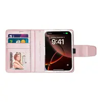 Apple iPhone Duo - Hanman Mill étui à rabat avec 3 compartiments pour cartes, or rose – Bild 2