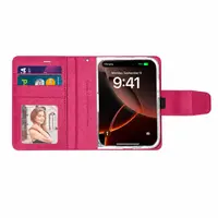 Apple iPhone Duo - Hanman Mill étui à rabat avec 3 compartiments pour cartes, rose – Bild 2