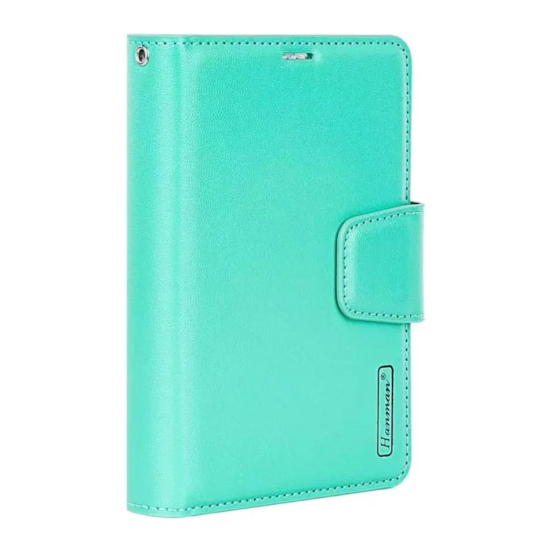 Apple iPhone Duo - Hanman Mill étui à rabat avec 3 compartiments pour cartes, turquoise