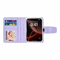 Apple iPhone Duo - Hanman Mill Flip Case mit 3 Kartenfächern, Lavendel – Bild 2