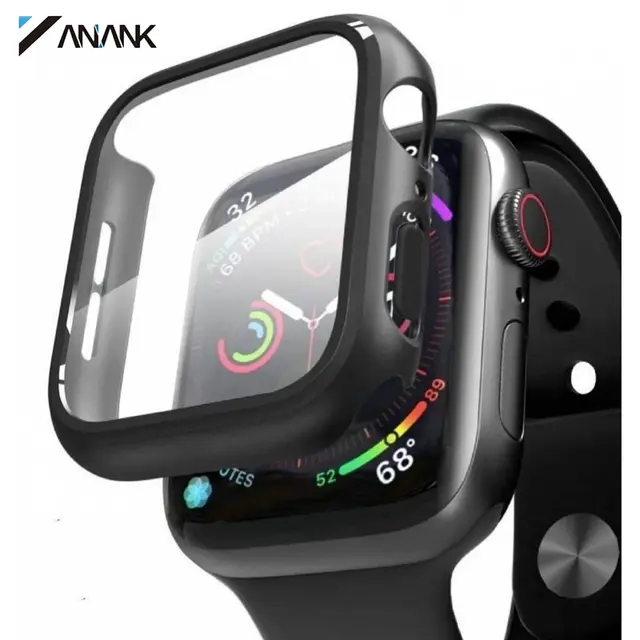 Apple Watch 44 mm - Vetro temperato ANANK / vetro blindato con custodia bumper, nero