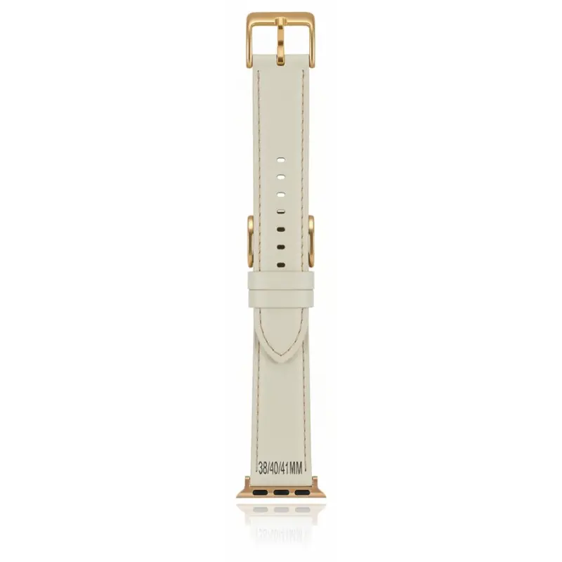 Apple Watch - Bracelet en cuir (38/40/41mm) - Blanc avec boucle dorée
