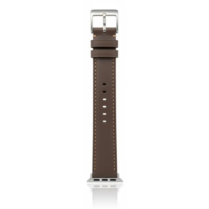 Apple Watch - Leather strap (38/40/41mm) - Gray with silver buckle