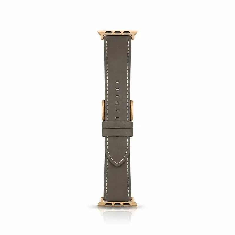 Apple Watch - Leder Armband (44-49mm) - Braun mit goldener Schnalle
