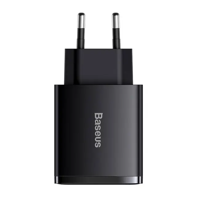 Baseus - Caricabatterie rapido compatto 2U+C, 30W EU, nero (CCXJ-E01)