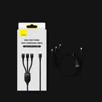 Baseus Flash Series Ⅱ One-for-three Fast Charging Cable USB to M+L+C 100W 1.5m noir (CASS030001) – Bild 6