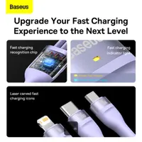 Baseus Flash Series Ⅱ One-for-three Fast Charging Cable USB to M+L+C 100W 1.5m Purple (CASS030005) – Bild 5