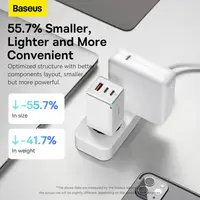Baseus - GaN5 Pro - Fast charger 2C+U, 65W EU, White (CCGP120202) – Bild 6