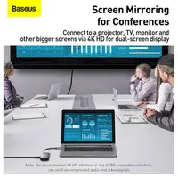 Baseus - Metal Gleam Series - 5-in-1 Multifunction Type-C HUB Docking Station, Gray (CAHUB-CX0G) – Bild 8