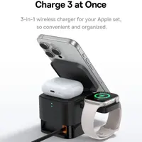 Baseus - Station de recharge sans fil 3en1 MagPro pour smartphone, smartwatch et écouteurs, noir – Bild 3