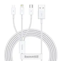 Baseus - Superior Serie - Schnellladekabel USB auf M+L+C, 3.5A 1.5m, Weiss (CAMLTYS-02) – Bild 1