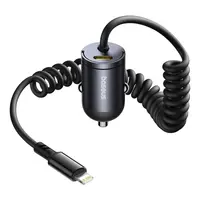 Baseus - Tiny Star Mini Car Charger, Fast Charging Lightning Cable + USB-C Port, 30W, Black – Bild 1
