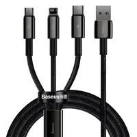 Baseus - Tungsten Gold - 3-in-1 fast charging cable USB to M+L+C, 3.5A 1.5m, Black (CAMLTWJ-01) – Bild 1