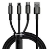 Baseus - Tungsten Gold - 3-in-1 fast charging cable USB to M+L+C, 3.5A 1.5m, Black (CAMLTWJ-01)