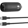 Belkin - BoostCharge chargeur voiture USB-C 30W avec câble USB-C vers USB-C 1m, Noir