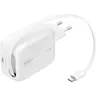 Belkin - BoostCharge GaN charger, 67W, with retractable USB-C cable, White
