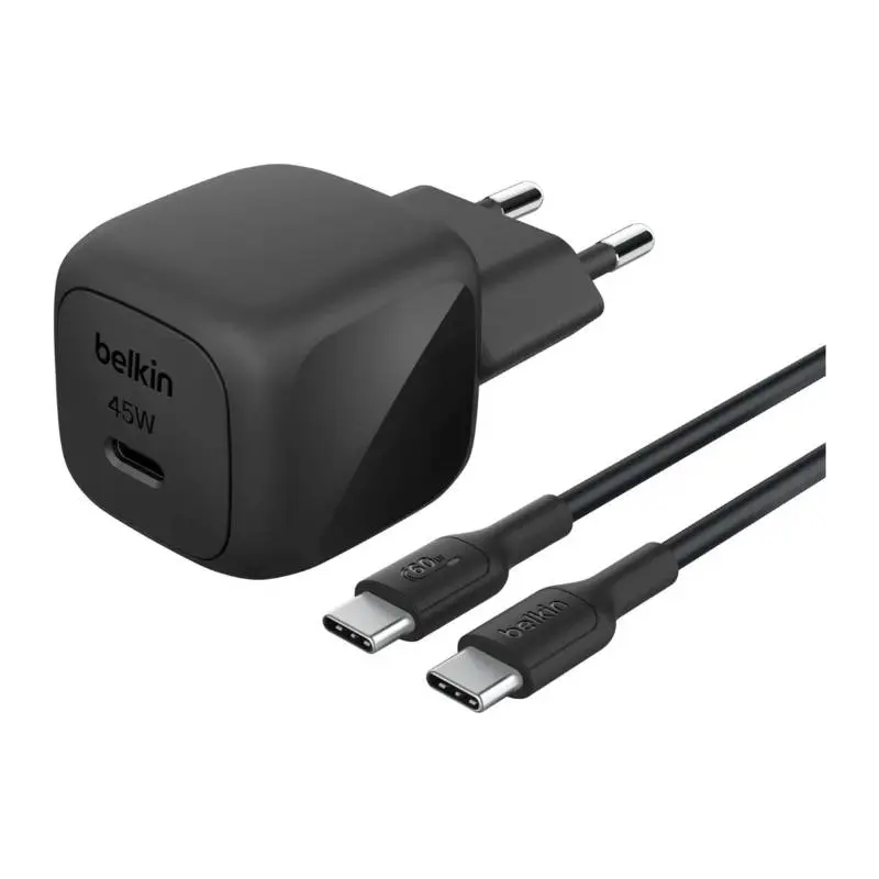Belkin - BoostCharge Netzteil USB-C 45W mit Kabel USB-C auf USB-C 1m, Schwarz