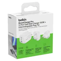 Belkin - BoostCharge Pro chargeur GaN, 100W, 3 ports, avec adaptateur de voyage, Blanc – Bild 5