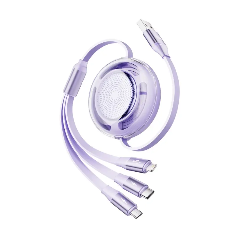 Cavo dati Rock L10 Honeycomb 3in1 - Micro-USB, USB-C, Lightning, viola