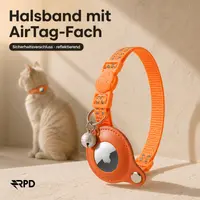 Collare per gatti AirTag - RPD Collare in nylon riflettente con fibbia di sicurezza e campanella, Arancione – Bild 4