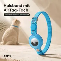 Collare per gatti AirTag - RPD Collare in nylon riflettente con fibbia di sicurezza e campanella, Blu cielo – Bild 4