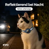 Collare per gatti AirTag - RPD Collare in nylon riflettente con fibbia di sicurezza e campanella, Blu cielo – Bild 5
