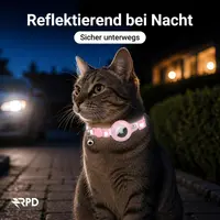 Collare per gatti AirTag - RPD Collare in nylon riflettente con fibbia di sicurezza e campanella, Rosa – Bild 5