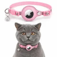 Collare per gatti AirTag - RPD Collare in nylon riflettente con fibbia di sicurezza e campanella, Rosa – Bild 1