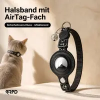 Collier pour chat AirTag - RPD Collier en nylon réfléchissant avec boucle de sécurité et clochette, Noir – Bild 4