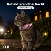 Collier pour chat AirTag - RPD Collier en nylon réfléchissant avec boucle de sécurité et clochette, Rouge rosé – Bild 5