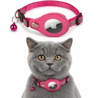 Collier pour chat AirTag - RPD Collier en nylon réfléchissant avec boucle de sécurité et clochette, Rouge rosé – Bild 1